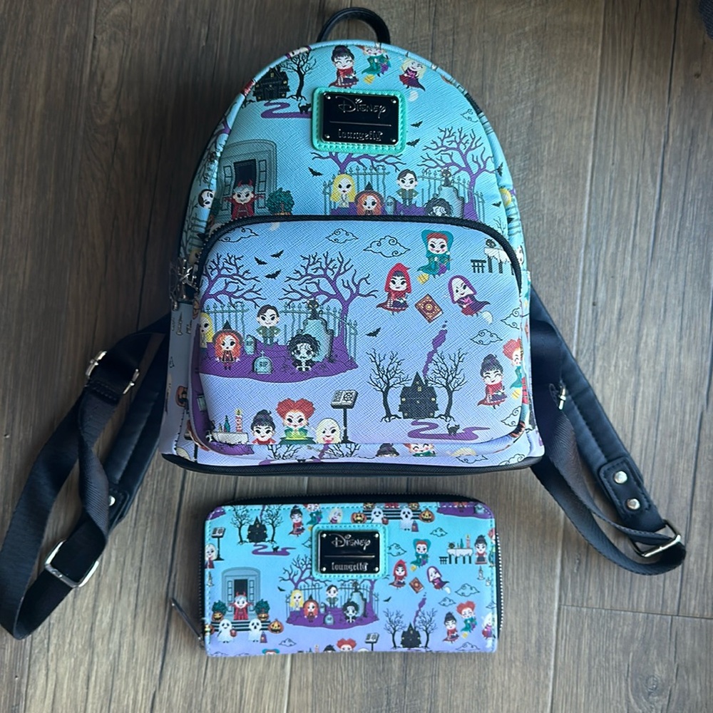 Disney’s Hocus Pocus Loungefly Mini Backpack with matching wallet
